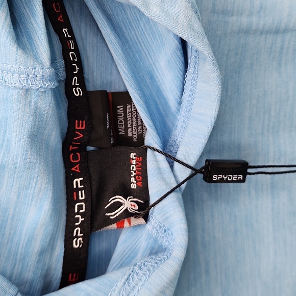 SPYDER ACTIVE MEN'S MEDIUM LONG SLEVES TSHIRT WITH HOODIE, RED LIGHT BLUE - Picture 7 of 12
